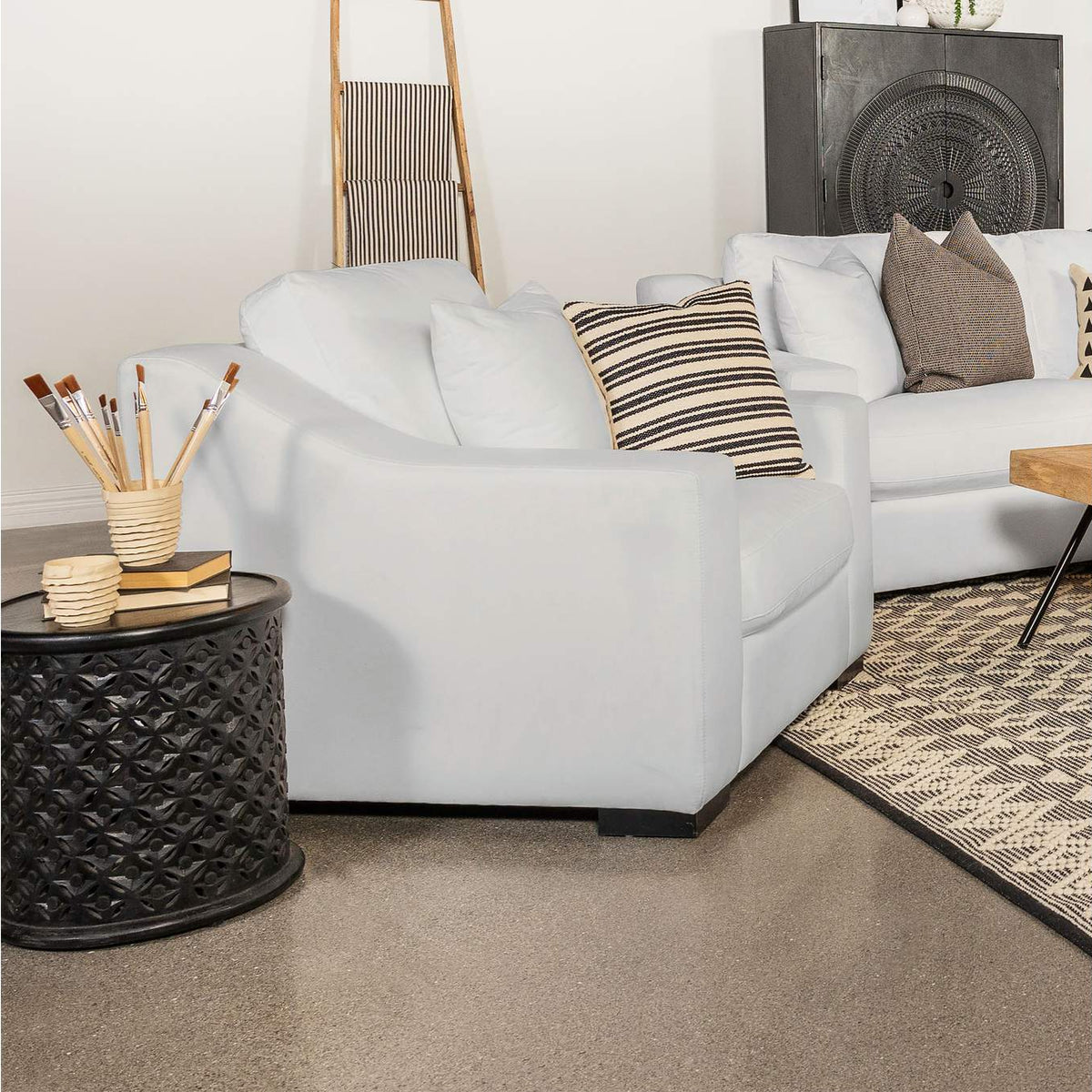 509893 Ashlyn Upholstered Sloped Arm Accent Chair White