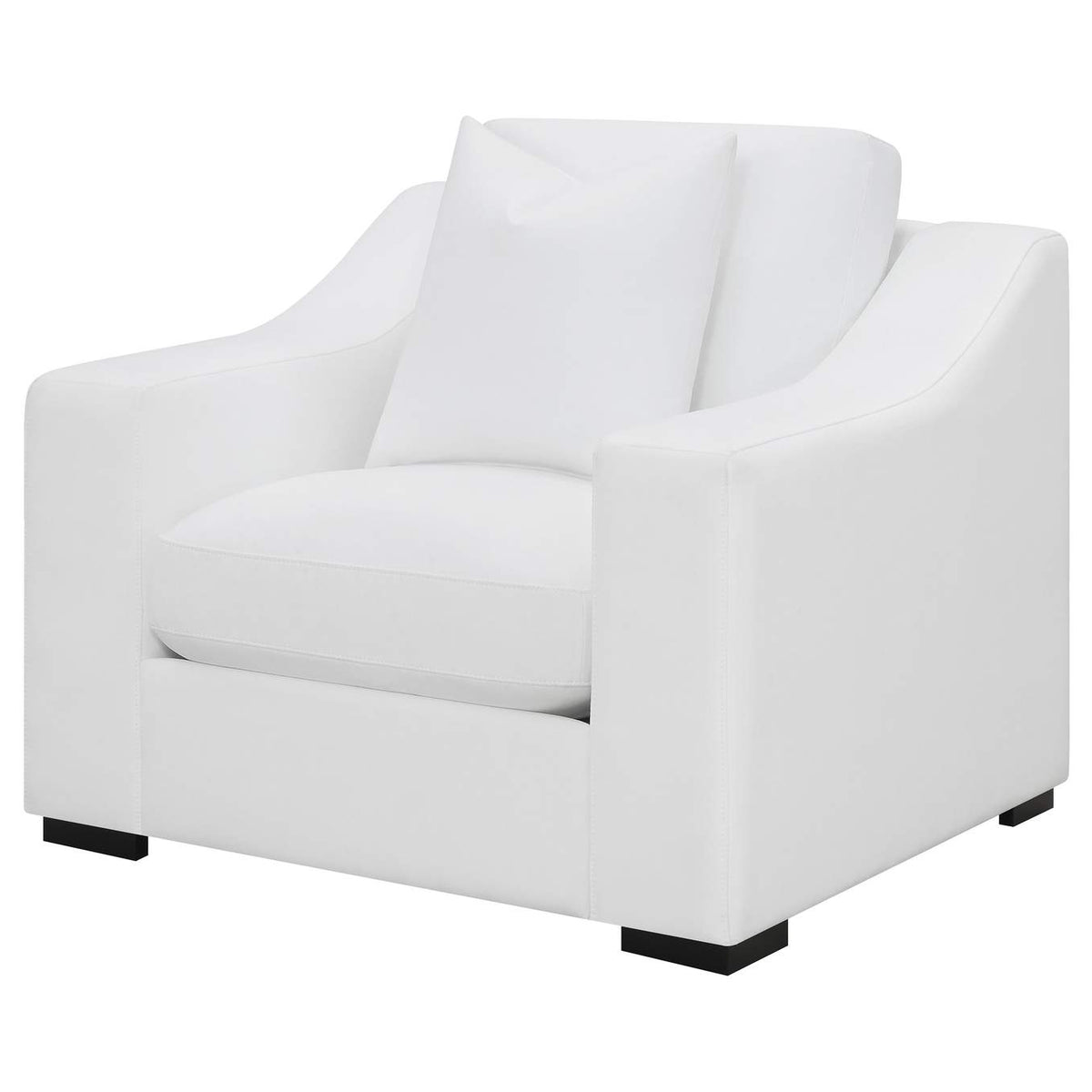 509893 Ashlyn Upholstered Sloped Arm Accent Chair White