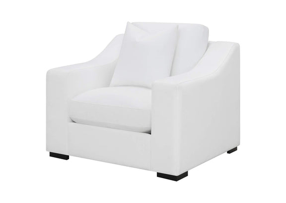 509893 Ashlyn Upholstered Sloped Arm Accent Chair White