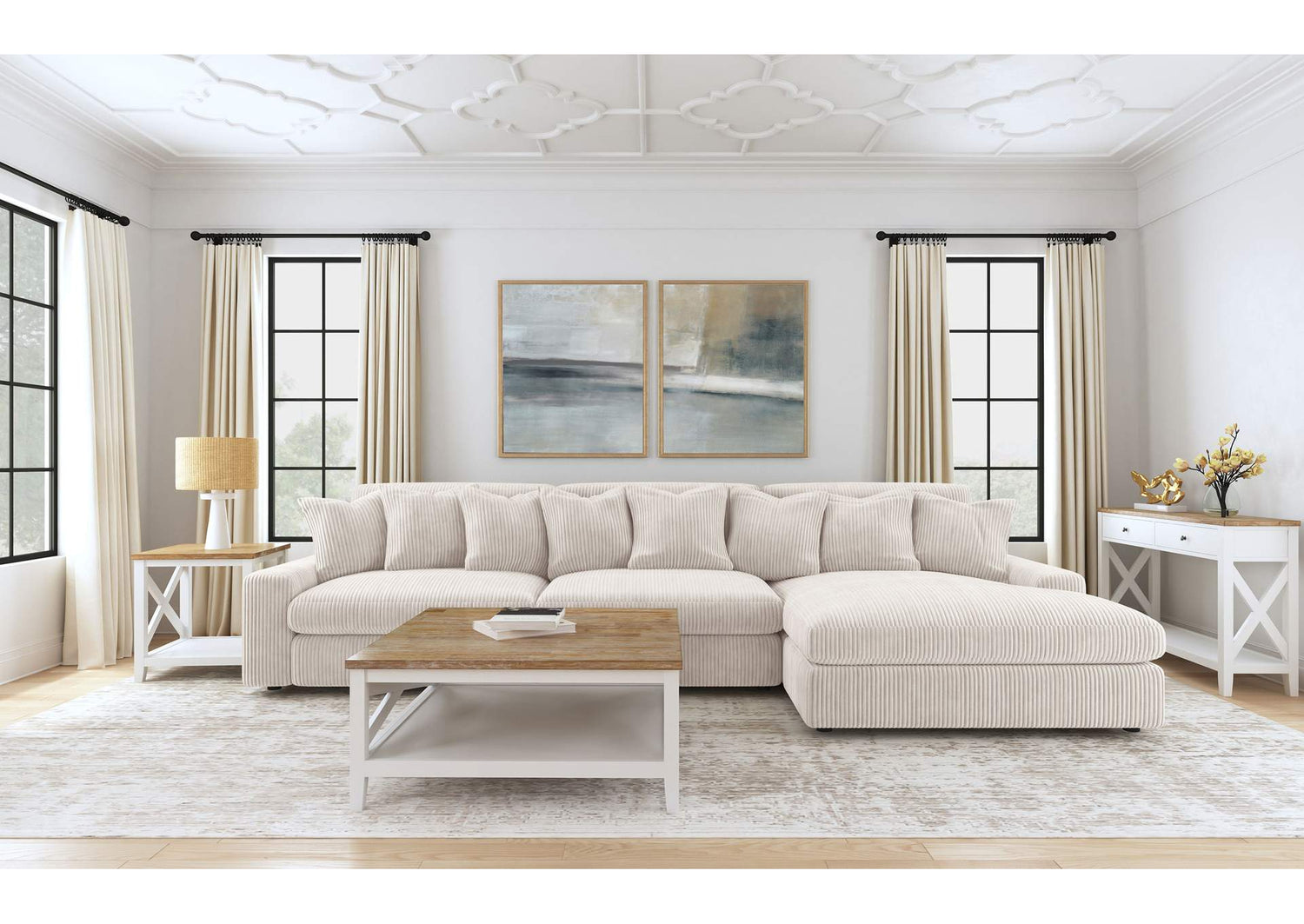 Blaine Upholstered Reversible Chaise Sectional Sofa Sand