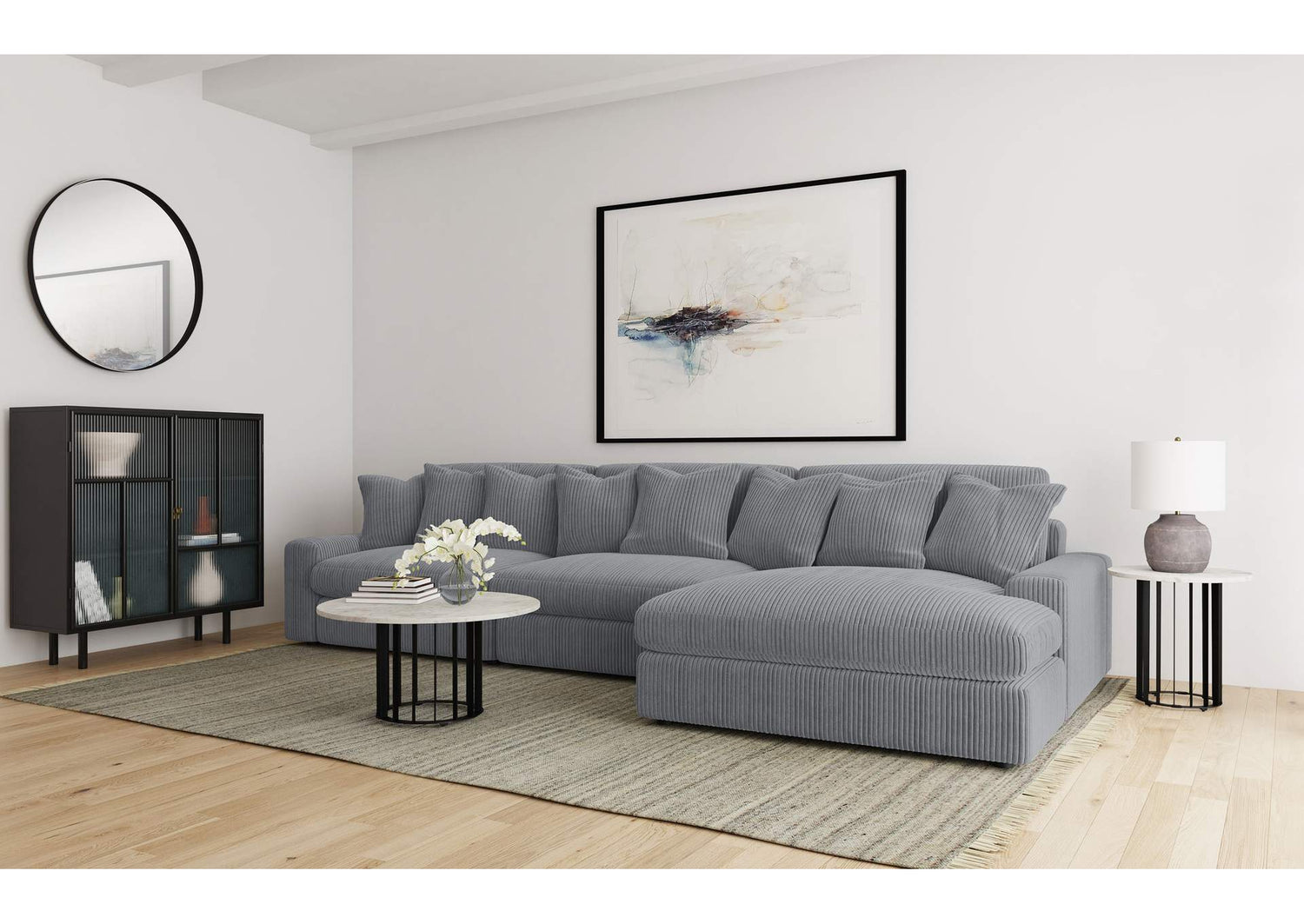 Blaine Upholstered Reversible Chaise Sectional Sofa Fog
