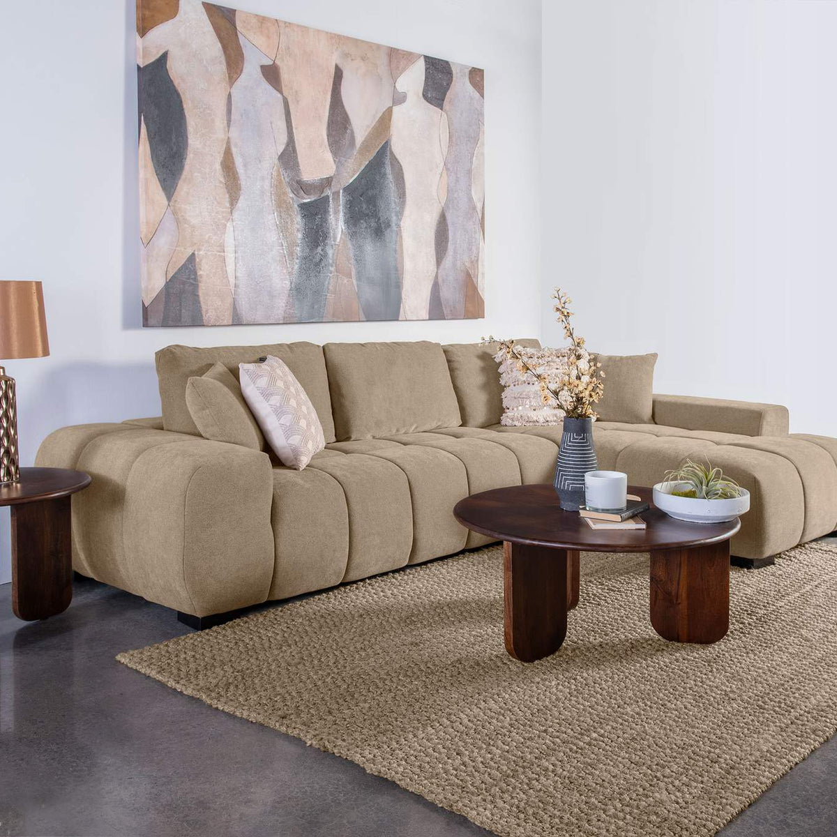 509961 Octavia Upholstered Sectional Chaise Sofa Camel