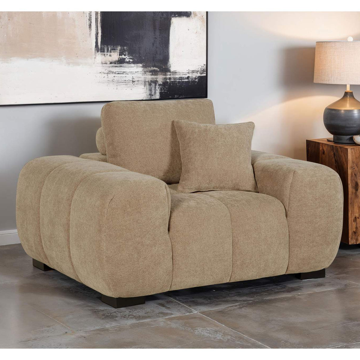509963 Octavia Upholstered Track Arm Accent Chair Camel