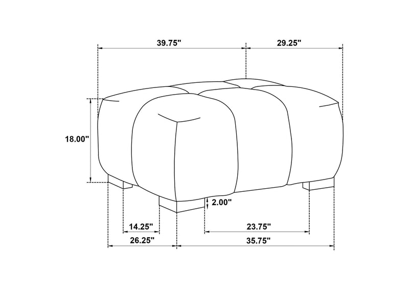 509964 Octavia Upholstered Rectangular Ottoman Camel