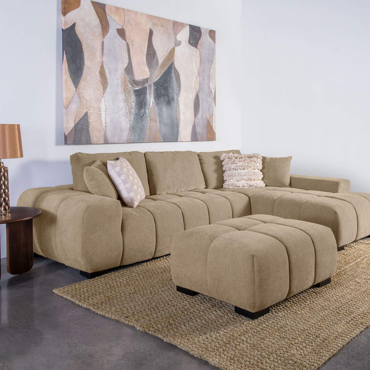 509964 Octavia Upholstered Rectangular Ottoman Camel