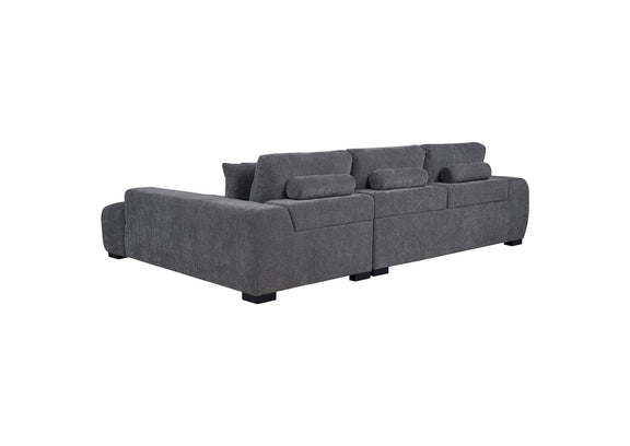 509965 Octavia Upholstered Sectional Chaise Sofa Charcoal Grey