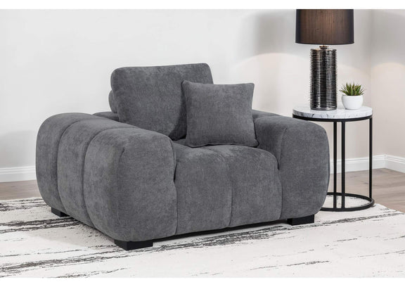509967 Octavia Upholstered Track Arm Accent Chair Charcoal Grey