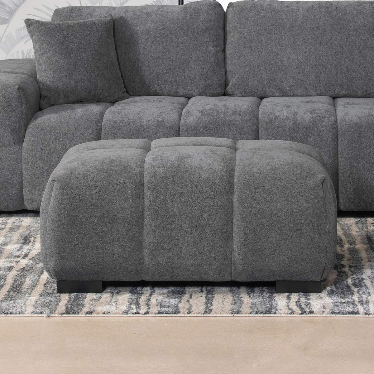 509968 Octavia Upholstered Rectangular Ottoman Charcoal Grey