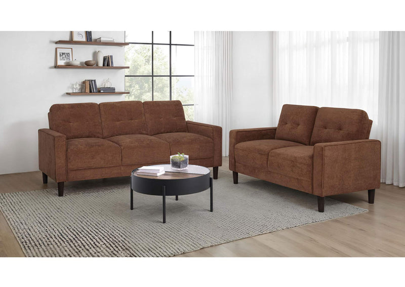509971-S2 Bowen II 2-piece Fabric Upholstered Track Arm Sofa Set Rust