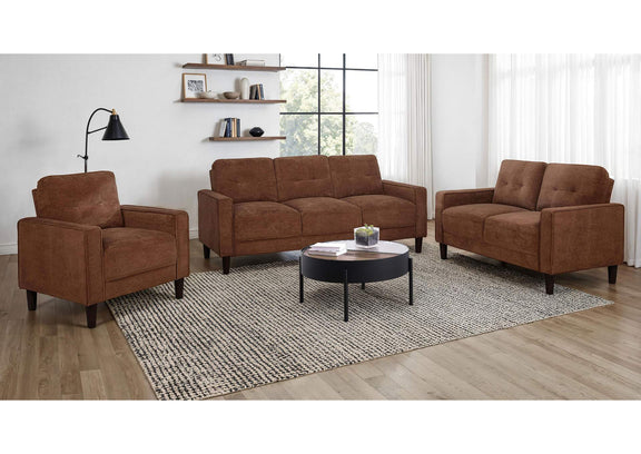 509971-S3 Bowen II 3-piece Fabric Upholstered Track Arm Sofa Set Rust