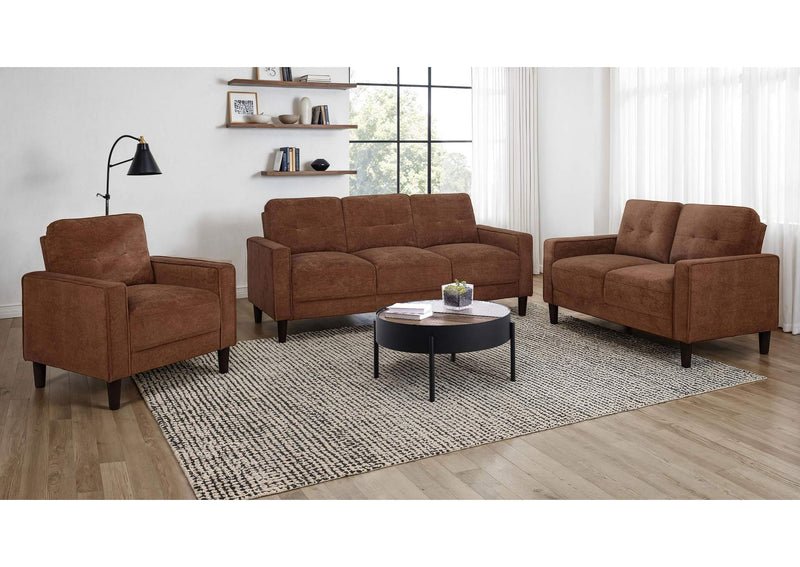 509971-S3 Bowen II 3-piece Fabric Upholstered Track Arm Sofa Set Rust