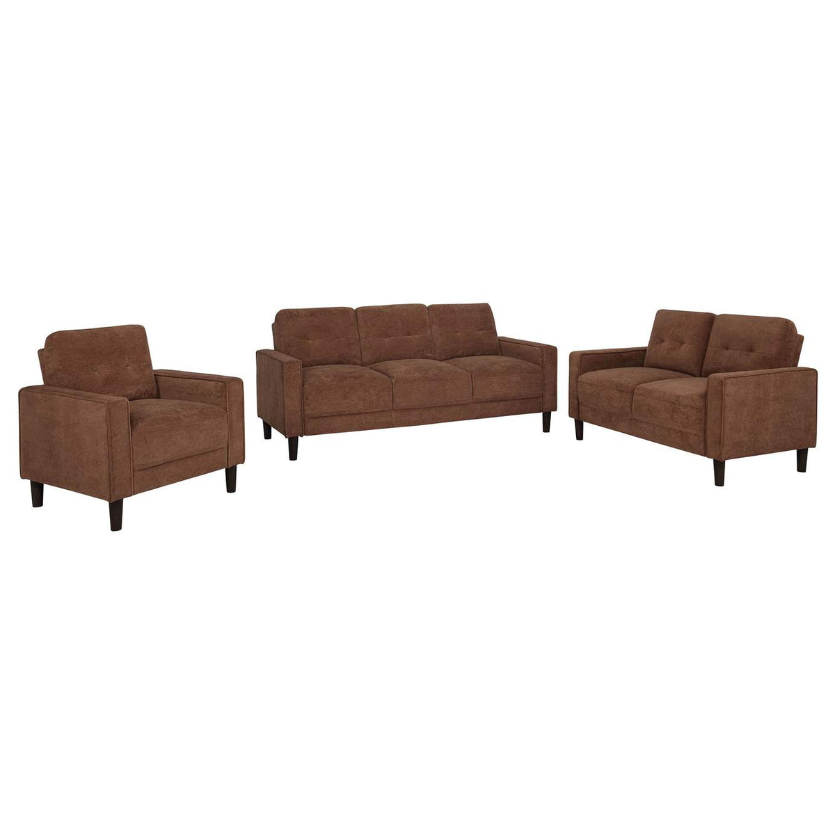 509971-S3 Bowen II 3-piece Fabric Upholstered Track Arm Sofa Set Rust