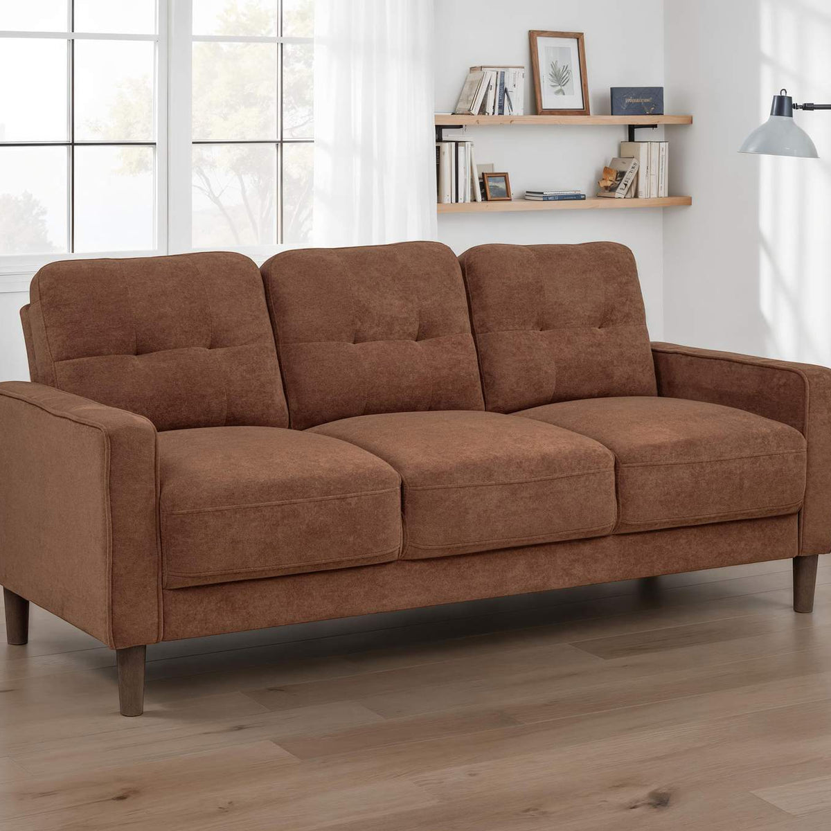 509971 Bowen II Fabric Upholstered Track Arm Sofa Rust