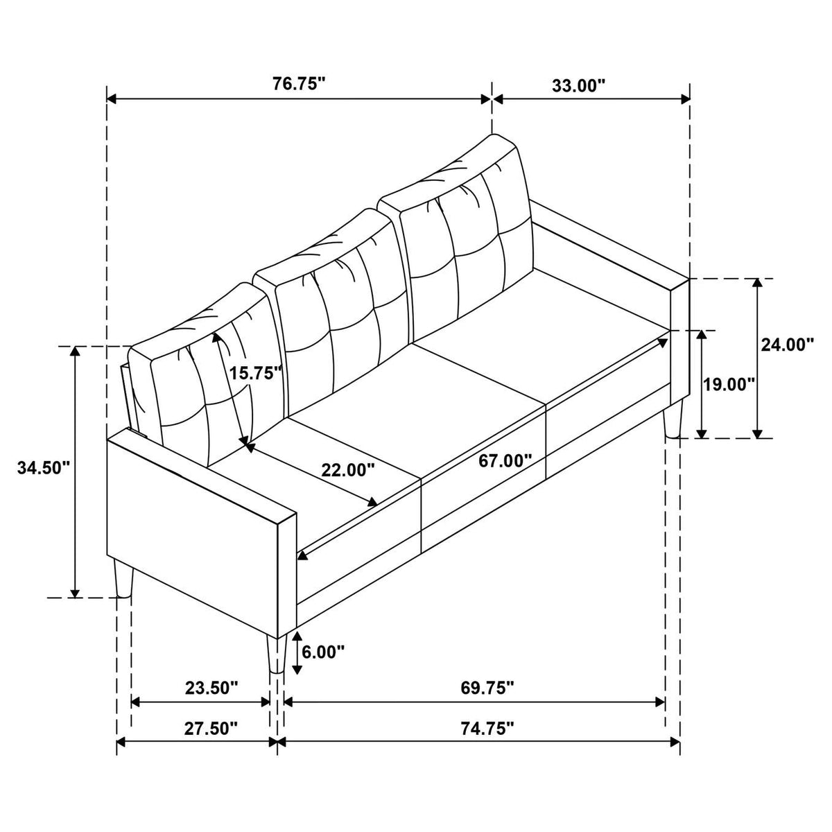 509971 Bowen II Fabric Upholstered Track Arm Sofa Rust