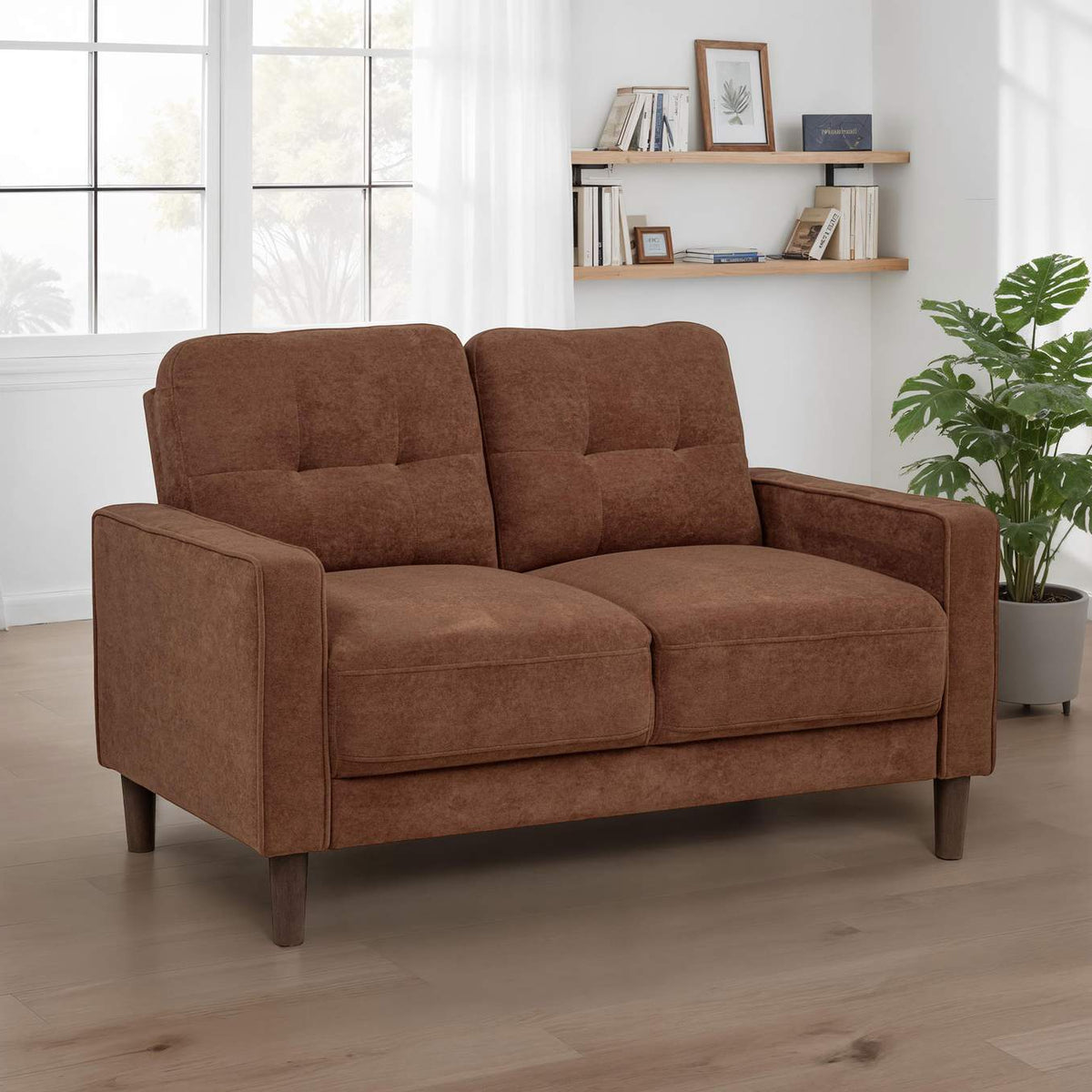 509972 Bowen II Fabric Upholstered Track Arm Loveseat Rust