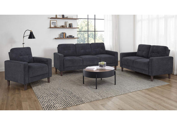 509981-S3 Bowen II 3-piece Upholstered Track Arm Sofa Set Steel Grey