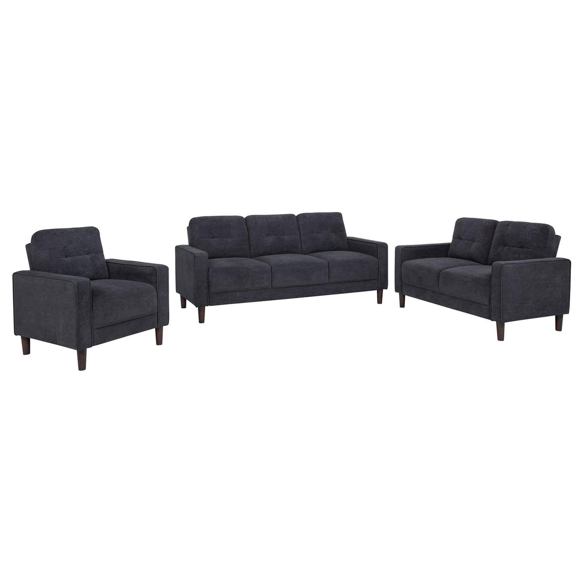509981-S3 Bowen II 3-piece Upholstered Track Arm Sofa Set Steel Grey