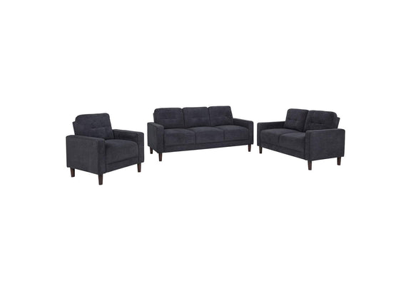 509981-S3 Bowen II 3-piece Upholstered Track Arm Sofa Set Steel Grey