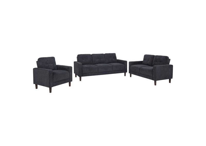 509981-S3 Bowen II 3-piece Upholstered Track Arm Sofa Set Steel Grey