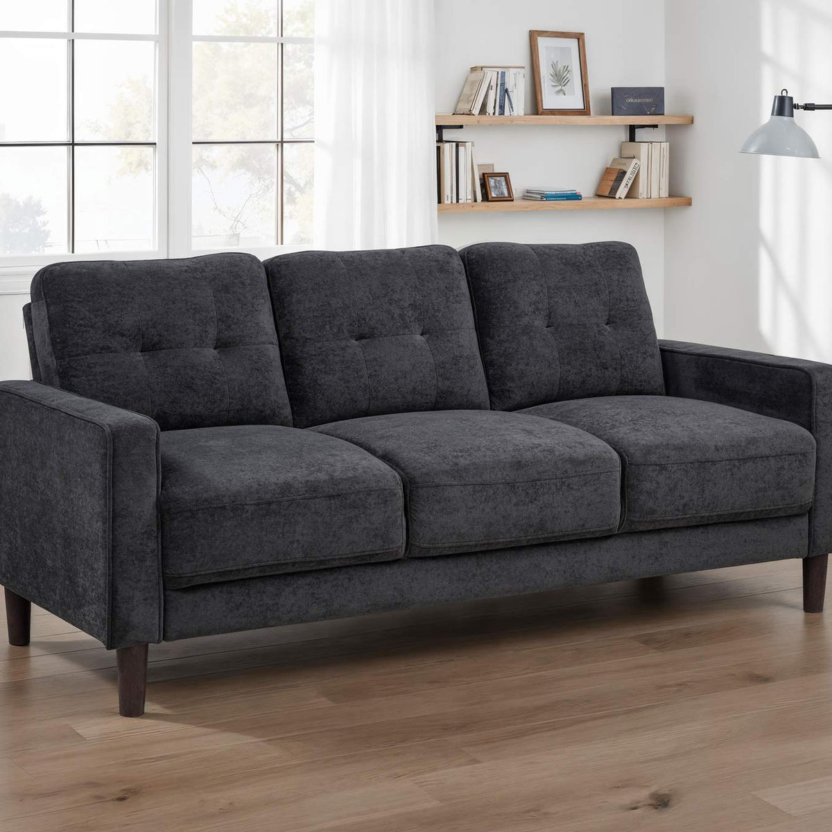 509981 Bowen II Fabric Upholstered Track Arm Sofa Steel Grey