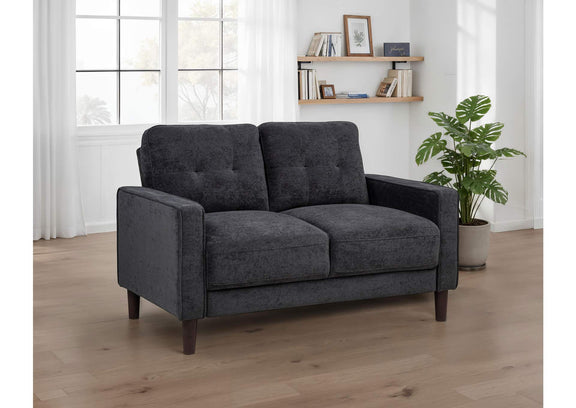 509982 Bowen II Fabric Upholstered Track Arm Loveseat Steel Grey