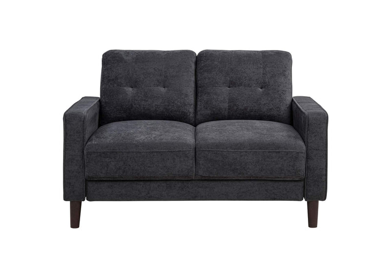 509982 Bowen II Fabric Upholstered Track Arm Loveseat Steel Grey