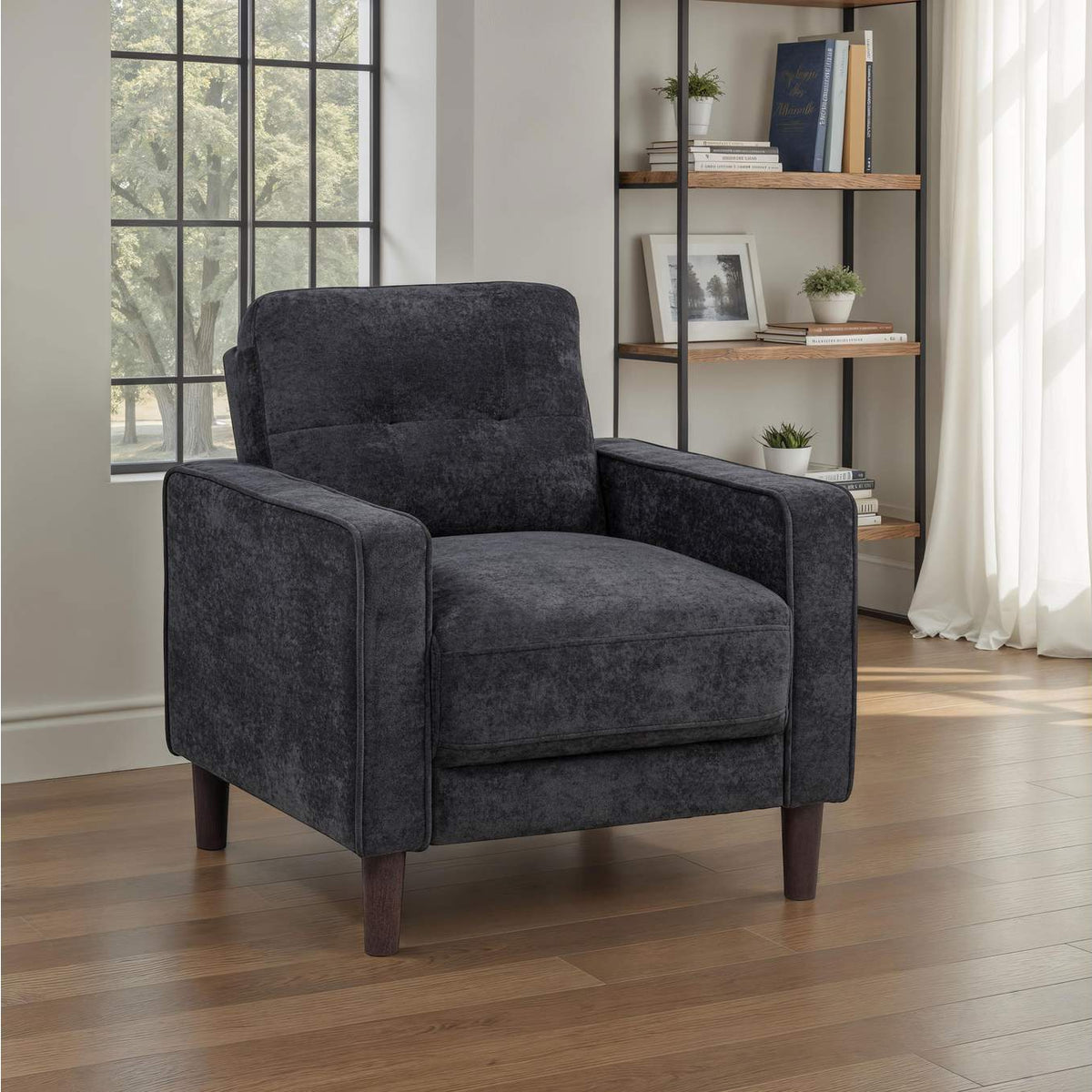 509983 Bowen II Fabric Upholstered Track Arm Chair Steel Grey