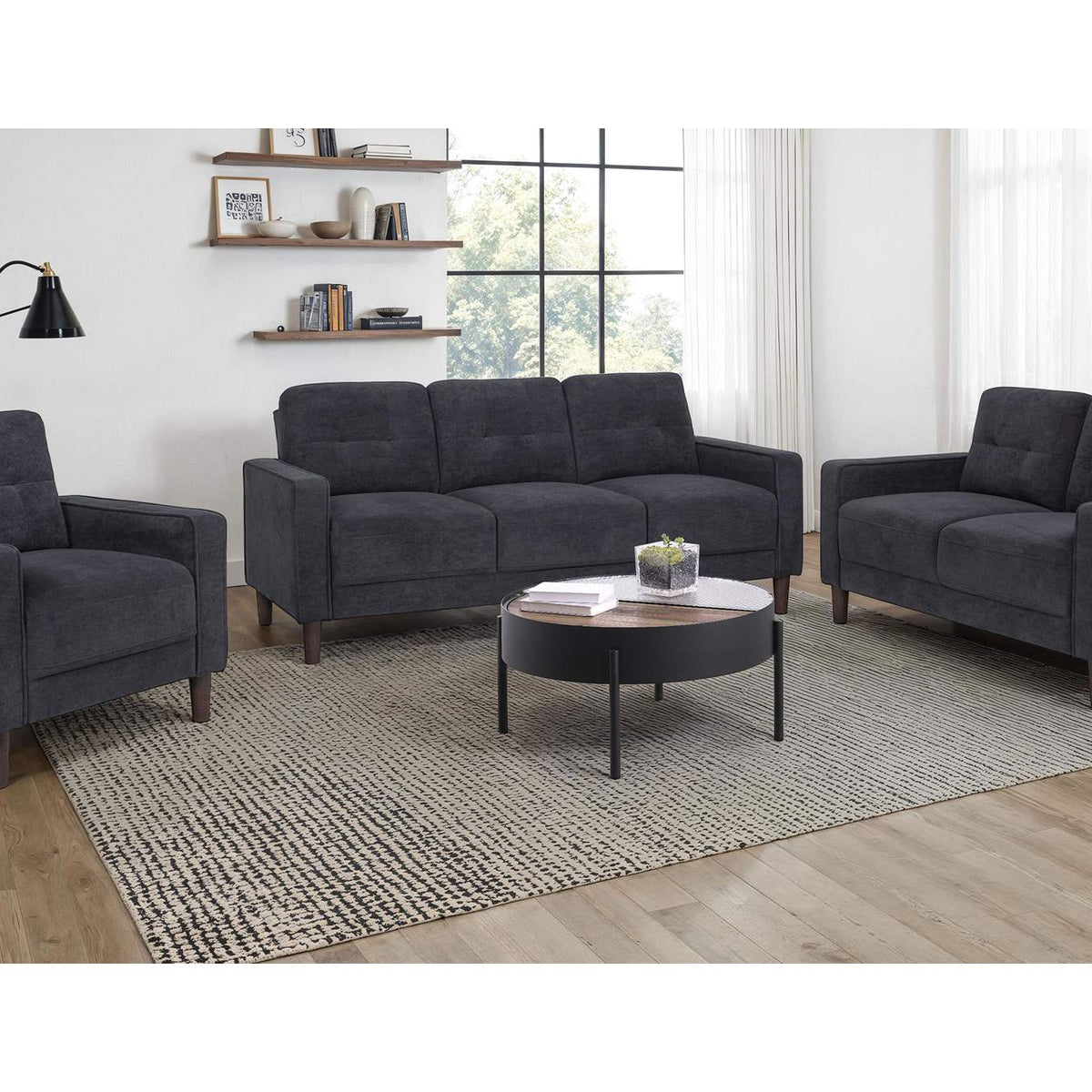 509983 Bowen II Fabric Upholstered Track Arm Chair Steel Grey