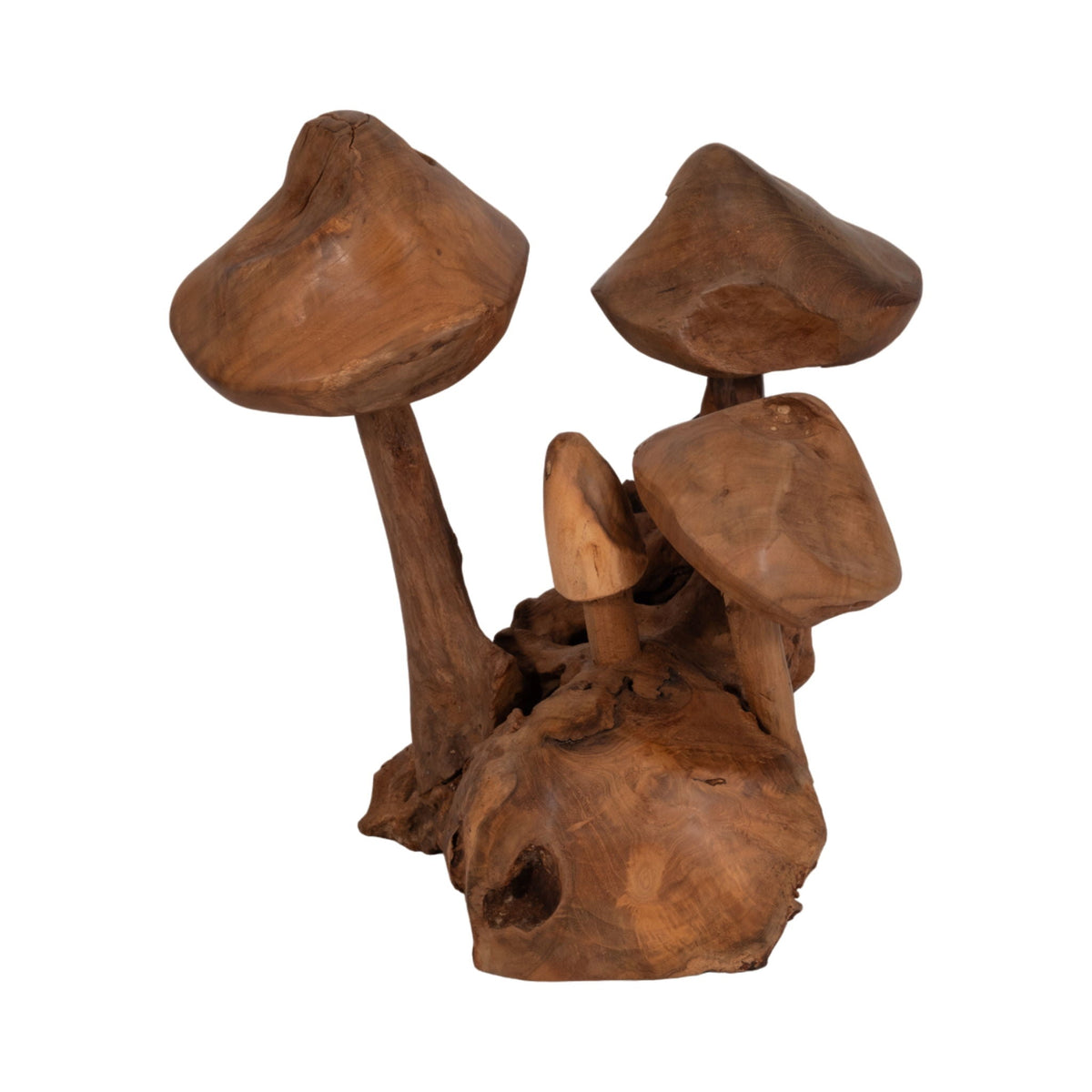 12" Teak Wood Mushroom Cluster - Natural