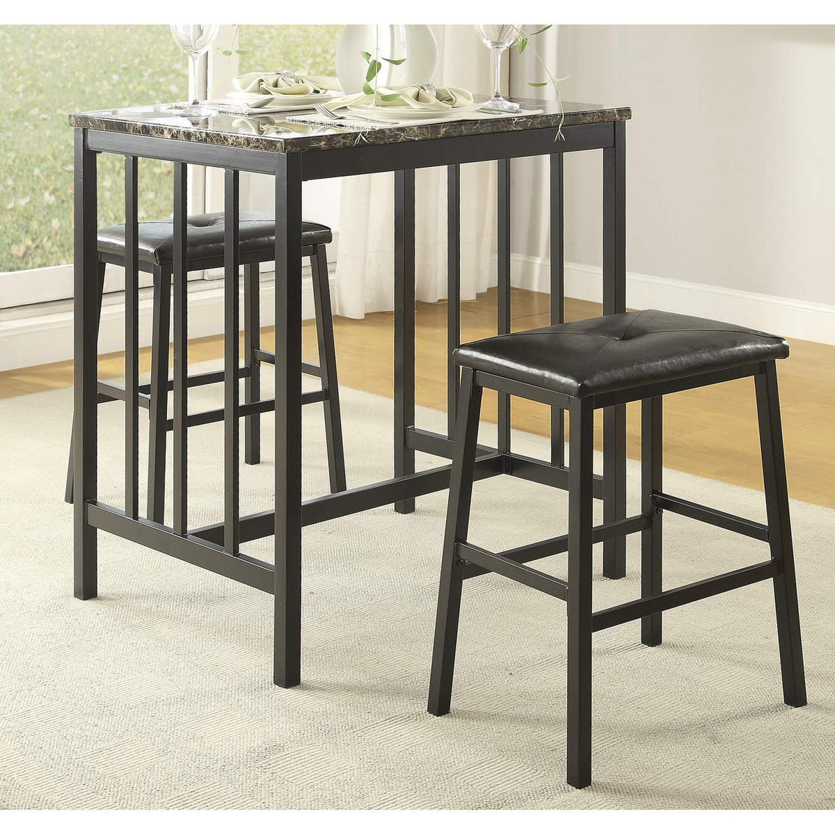 5106BK Edgar 3 Piece Counter Height Set