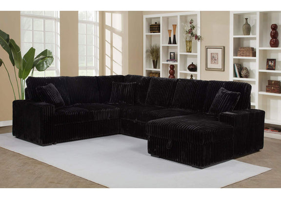 511049 Devonshire Sleeper Sectional Sofa Storage Chaise Black