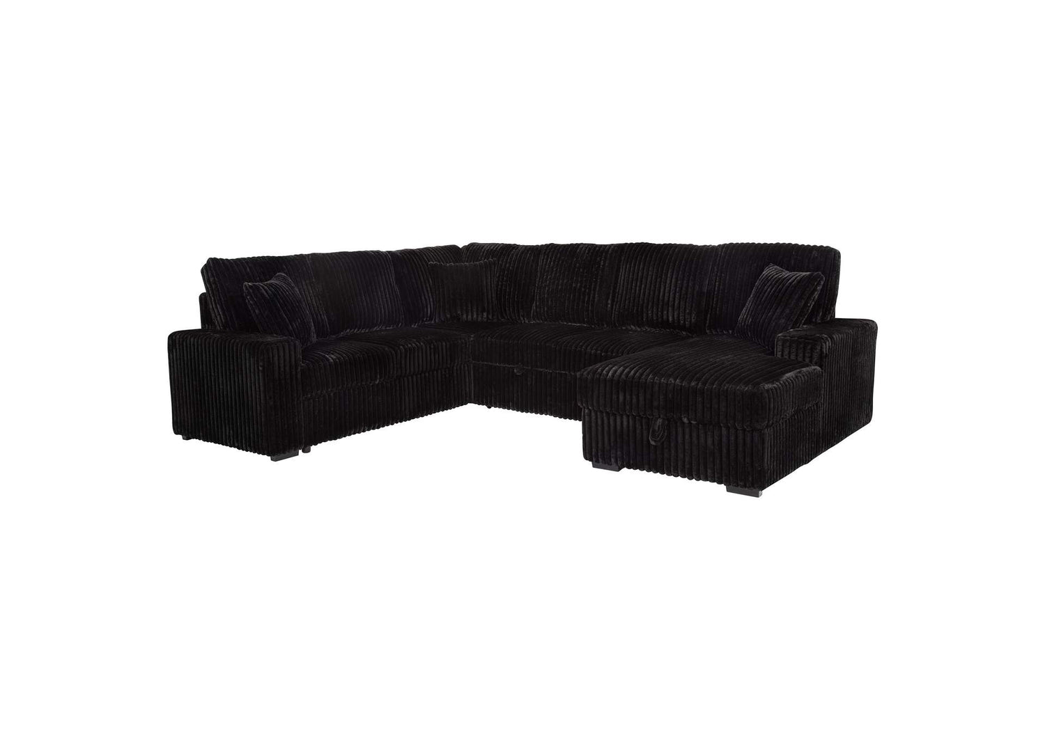 511049 Devonshire Sleeper Sectional Sofa Storage Chaise Black