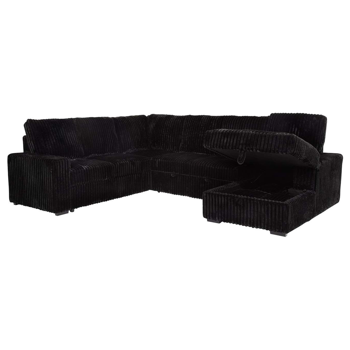 511049 Devonshire Sleeper Sectional Sofa Storage Chaise Black