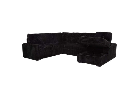 511049 Devonshire Sleeper Sectional Sofa Storage Chaise Black