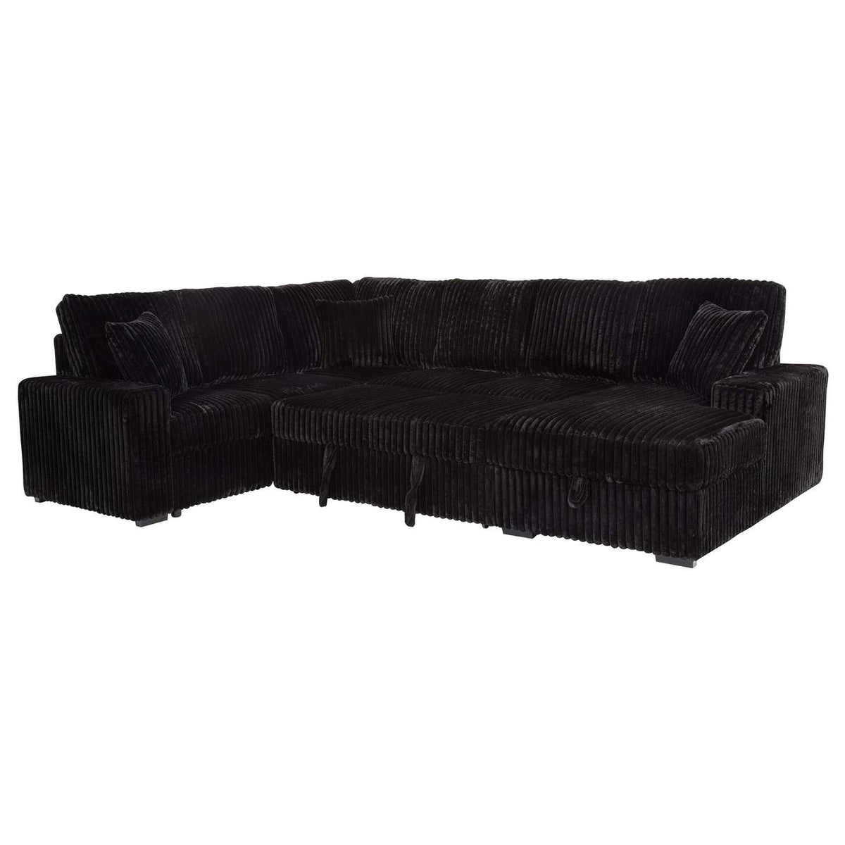 511049 Devonshire Sleeper Sectional Sofa Storage Chaise Black