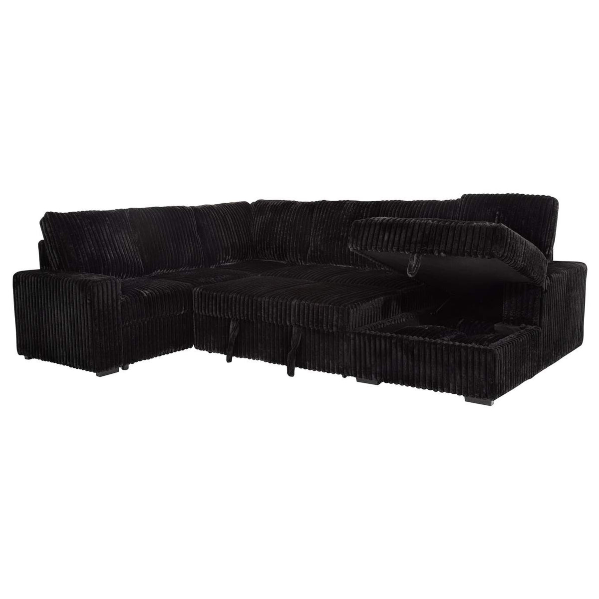 511049 Devonshire Sleeper Sectional Sofa Storage Chaise Black