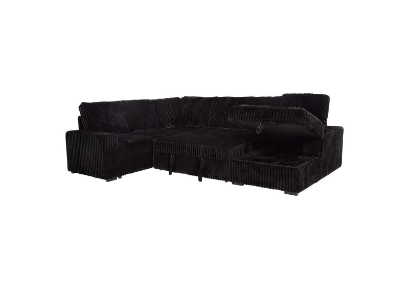 511049 Devonshire Sleeper Sectional Sofa Storage Chaise Black