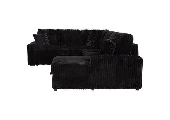 511049 Devonshire Sleeper Sectional Sofa Storage Chaise Black