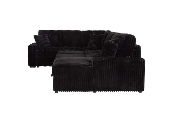 511049 Devonshire Sleeper Sectional Sofa Storage Chaise Black