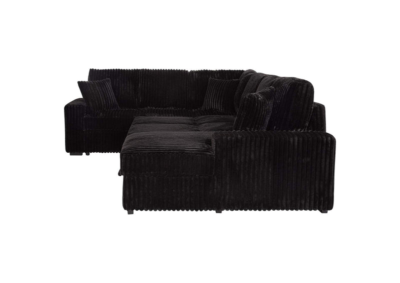 511049 Devonshire Sleeper Sectional Sofa Storage Chaise Black
