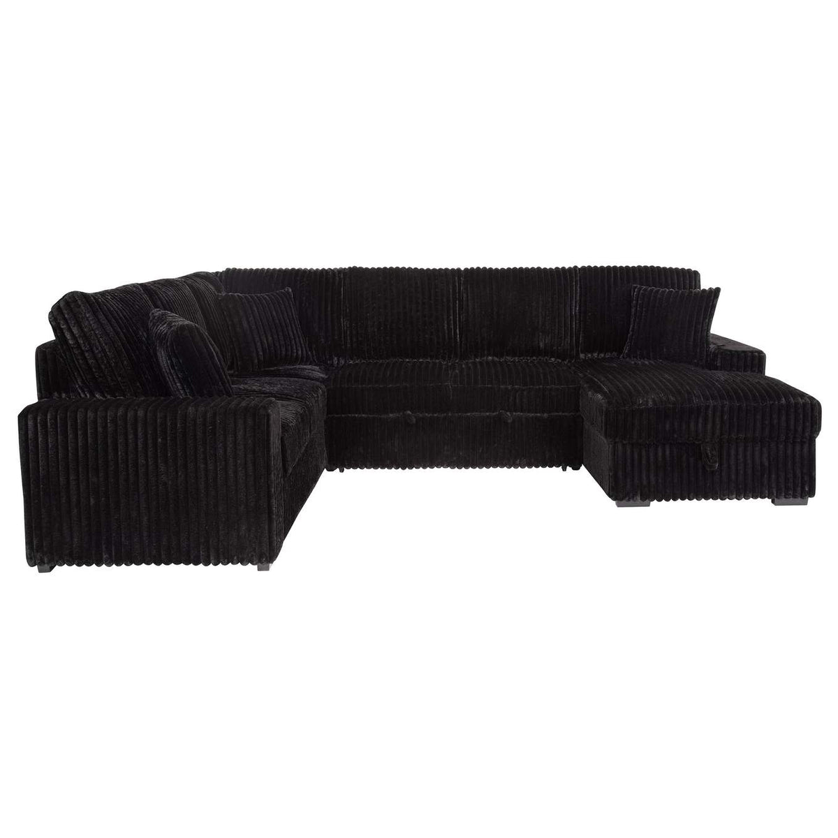 511049 Devonshire Sleeper Sectional Sofa Storage Chaise Black