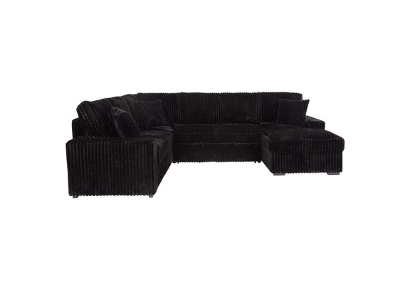 511049 Devonshire Sleeper Sectional Sofa Storage Chaise Black