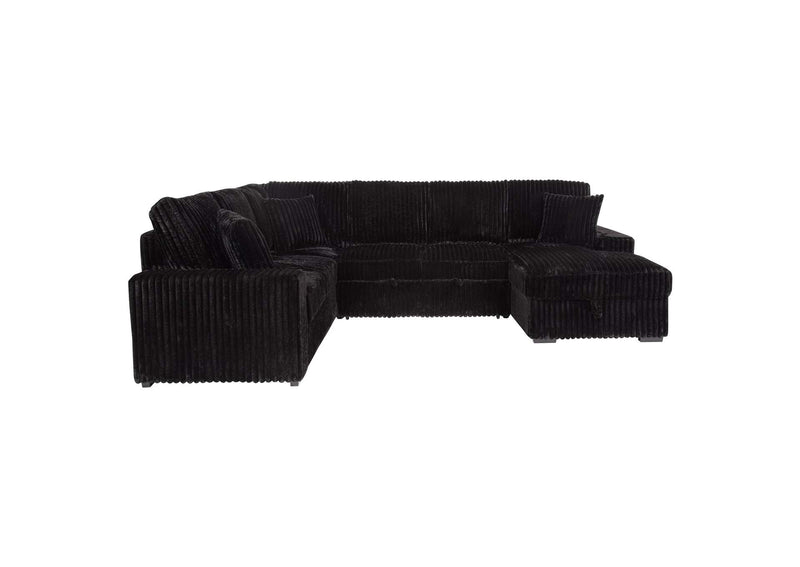 511049 Devonshire Sleeper Sectional Sofa Storage Chaise Black
