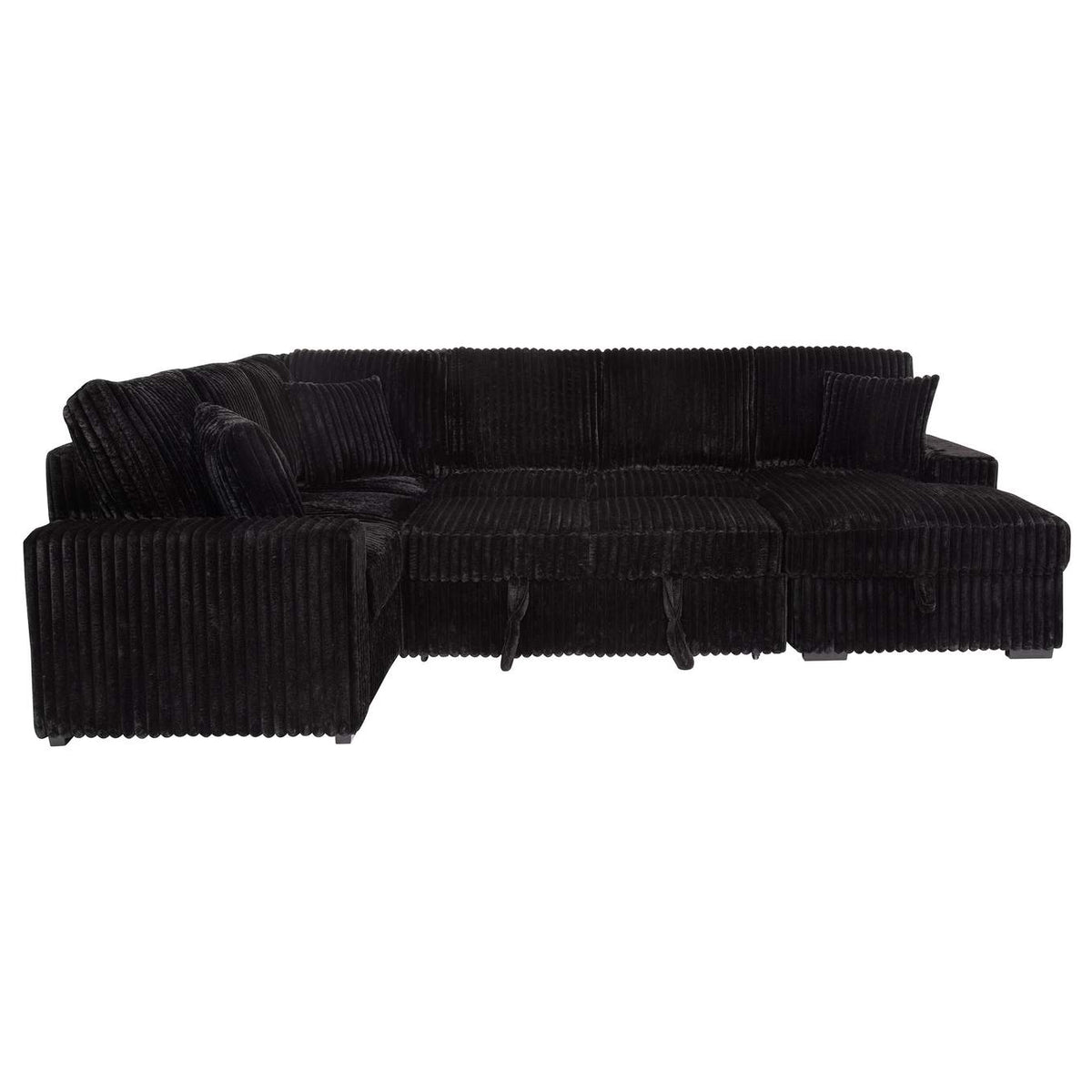511049 Devonshire Sleeper Sectional Sofa Storage Chaise Black