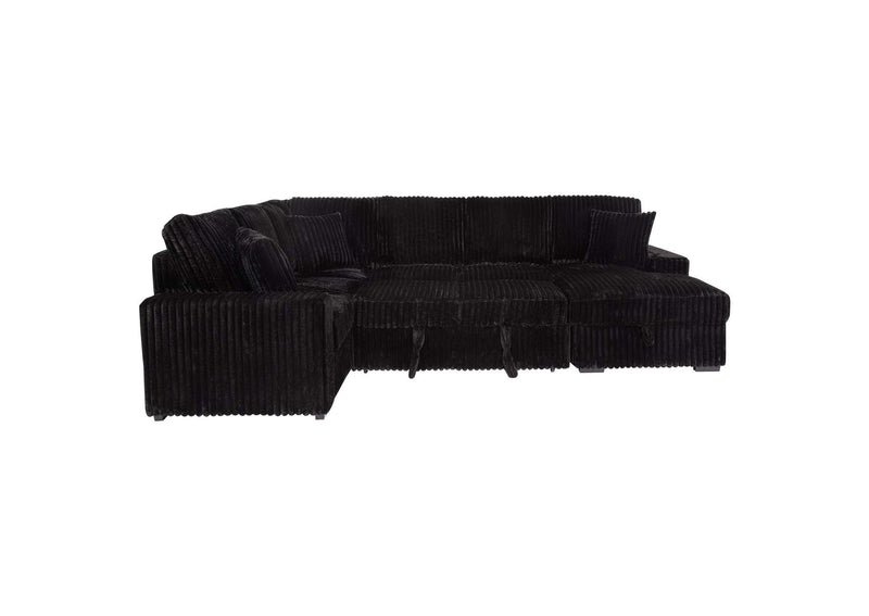 511049 Devonshire Sleeper Sectional Sofa Storage Chaise Black