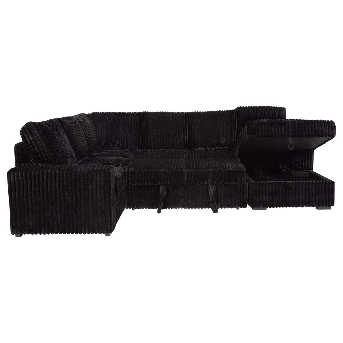 511049 Devonshire Sleeper Sectional Sofa Storage Chaise Black