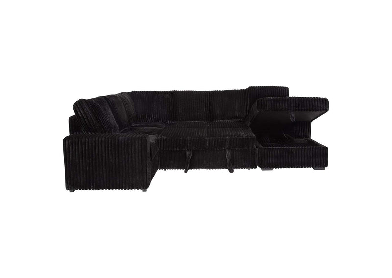 511049 Devonshire Sleeper Sectional Sofa Storage Chaise Black