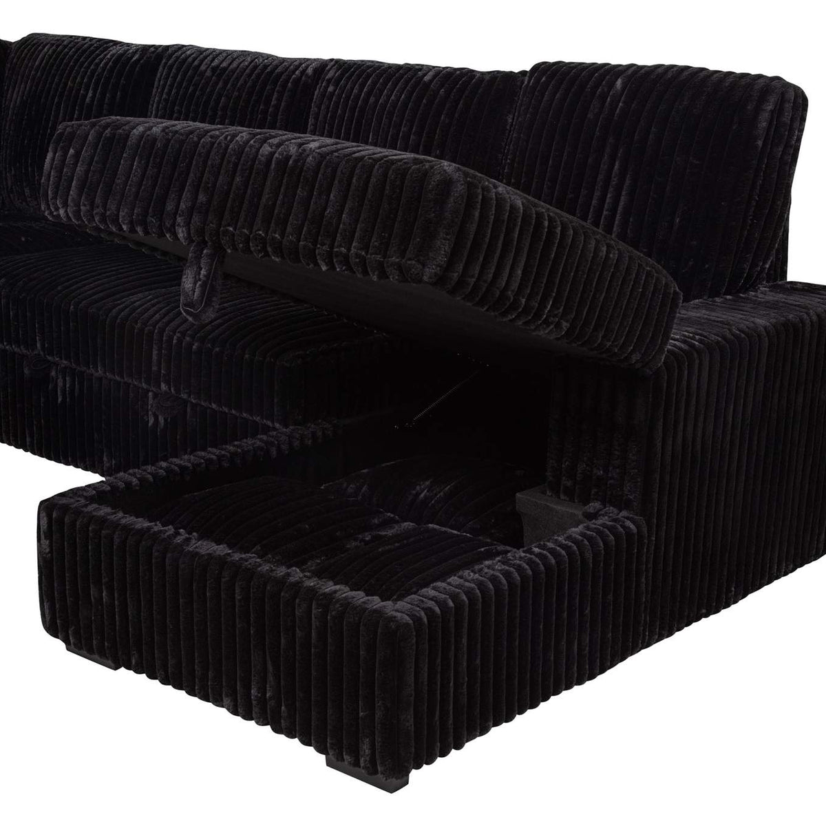 511049 Devonshire Sleeper Sectional Sofa Storage Chaise Black