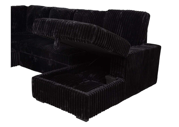 511049 Devonshire Sleeper Sectional Sofa Storage Chaise Black