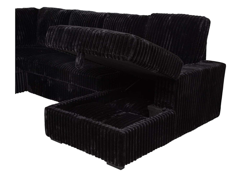 511049 Devonshire Sleeper Sectional Sofa Storage Chaise Black